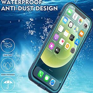 LOVE BEIDI Design for iPhone 12 Pro Max case Waterproof 6.7'', Full Body Shockproof Phone Case for iPhone 12 Pro Max Case with Screen Protector, Dust Proof Cover for iPhone 12 Pro Max (Turquoise)