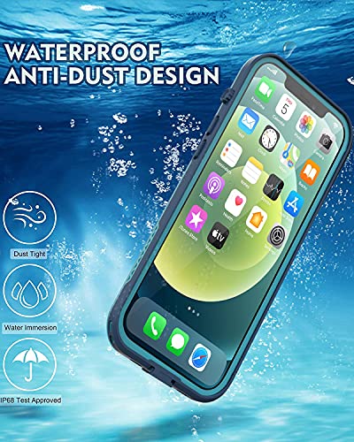 LOVE BEIDI Design for iPhone 12 Pro Max case Waterproof 6.7'', Full Body Shockproof Phone Case for iPhone 12 Pro Max Case with Screen Protector, Dust Proof Cover for iPhone 12 Pro Max (Turquoise)