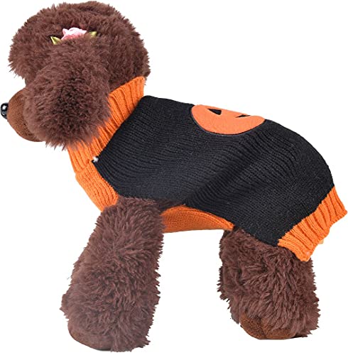 ChezAbbey Pet Halloween Costume Horror Pumpkin Clothes Pet Appral Autumn Winter Suit Warm Demon Pet Sweater for Cats Kitten Puppy Small Dogs