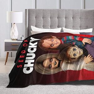 Daniesd of Chucky Throw Blanket Ultra-Soft Micro Fleece Blanket Warm Lightweight Bed Chair Couch Travel Blanket 80 inch x60 inch Black
