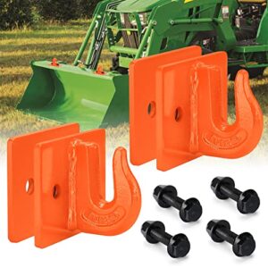 autobots 3/8" tractor bucket grab hook (2 pack), 15,000lbs break strength grab hooks with grade 70 forged steel bolt compatible for john-deere truck utv atv tractor bucket(orange)