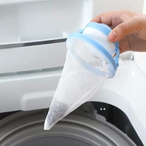 WHENWHEN 2021 New Washing Machine Hair Filter Cleaning Mesh Bag Home Floating Lint Hair Catcher Mesh Pouch Laundry Filter Bag Net Pouch Clothes Pins Reusable Floating Laundry Lint Mesh Bag (Blue)