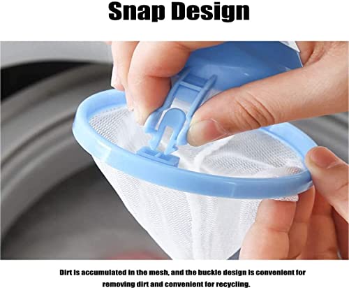 WHENWHEN 2021 New Washing Machine Hair Filter Cleaning Mesh Bag Home Floating Lint Hair Catcher Mesh Pouch Laundry Filter Bag Net Pouch Clothes Pins Reusable Floating Laundry Lint Mesh Bag (Blue)