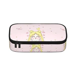 pink women cute anime large zipper pencil case bag big capacity pen box organizer adult stationery pencil pouch office supplies