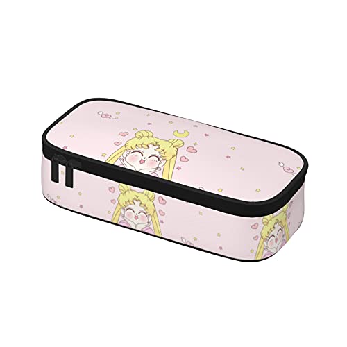 Pink women cute Anime large zipper pencil case bag Big Capacity Pen Box Organizer Adult Stationery Pencil Pouch Office Supplies