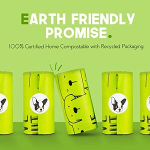 100% Certified Home Compostable Dog Poop Bags with Handles - 10% to Charity - ASTM D6400 & EN 13432 Compliant Large Poop Bags - 240 Bags - 8 x Rolls of Plant Based X Large Compostable Poop Bags