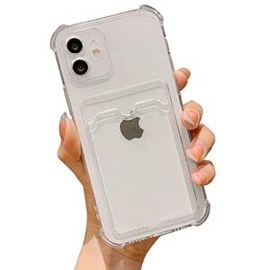 tuokiou clear wallet phone case for iphone 11, upgrade clear card slot case, slim fit protective soft tpu shockproof wallet case with cute card holder pocket for apple iphone11 6.1inch (2019) (clear)
