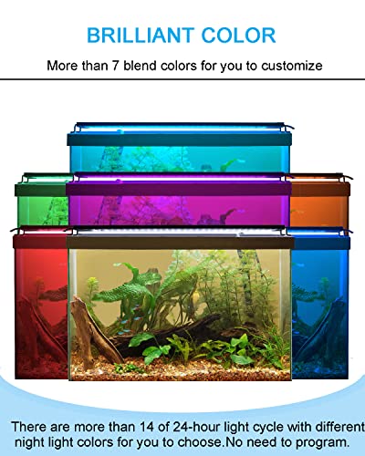 MingDak LED Aquarium Light Auto On Off, Fish Tank Light with Timer,9 Light Modes,15 Light Cycles, Full Spectrum Freshwater Planted Tank Light,18-24 Inches Model MDGLSD07-18