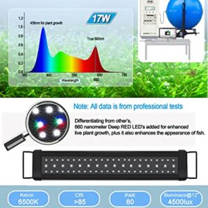 MingDak LED Aquarium Light Auto On Off, Fish Tank Light with Timer,9 Light Modes,15 Light Cycles, Full Spectrum Freshwater Planted Tank Light,18-24 Inches Model MDGLSD07-18