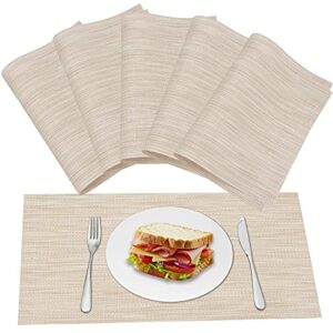 vmvn placemats,washable woven place mats for dining table,heat-resistant pvc table mats set of 6,easy to clean