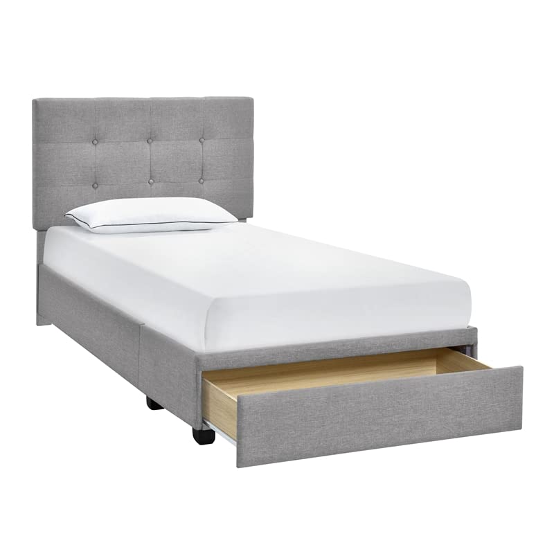 HomeFare Twin Storage Bed in Glacier Gray Fabric