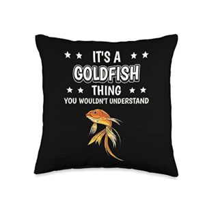 funny goldfish gifts women men kids thing funny quote fish goldfish throw pillow, 16x16, multicolor