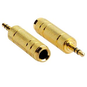 1/4 to 3.5mm adapter, 1/8 to 1/4 headphone adapter male to female connector, 6.35mm to 3.5mm auxiliary audio adapter, 2 pack