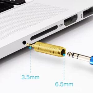 1/4 to 3.5mm Adapter, 1/8 to 1/4 Headphone Adapter Male to Female Connector, 6.35mm to 3.5mm Auxiliary Audio Adapter, 2 Pack