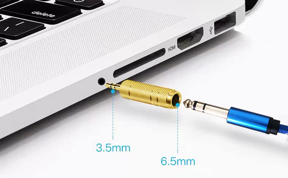 1/4 to 3.5mm Adapter, 1/8 to 1/4 Headphone Adapter Male to Female Connector, 6.35mm to 3.5mm Auxiliary Audio Adapter, 2 Pack