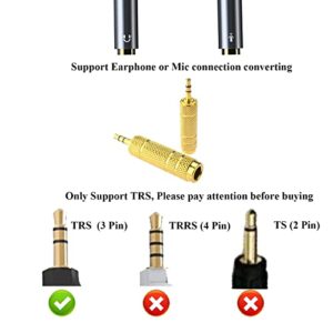 1/4 to 3.5mm Adapter, 1/8 to 1/4 Headphone Adapter Male to Female Connector, 6.35mm to 3.5mm Auxiliary Audio Adapter, 2 Pack