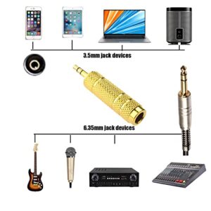 1/4 to 3.5mm Adapter, 1/8 to 1/4 Headphone Adapter Male to Female Connector, 6.35mm to 3.5mm Auxiliary Audio Adapter, 2 Pack