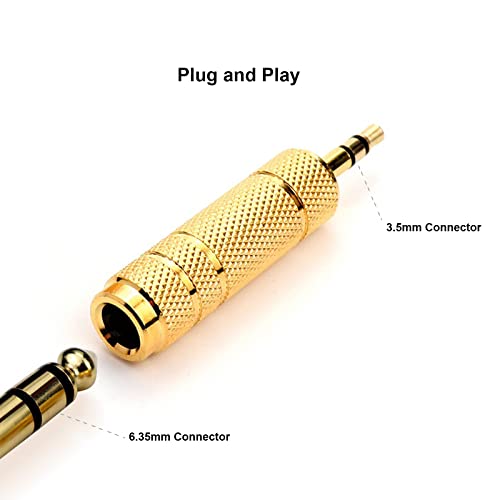 1/4 to 3.5mm Adapter, 1/8 to 1/4 Headphone Adapter Male to Female Connector, 6.35mm to 3.5mm Auxiliary Audio Adapter, 2 Pack