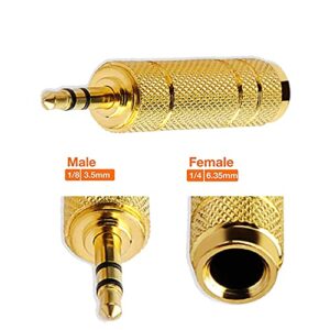 1/4 to 3.5mm Adapter, 1/8 to 1/4 Headphone Adapter Male to Female Connector, 6.35mm to 3.5mm Auxiliary Audio Adapter, 2 Pack