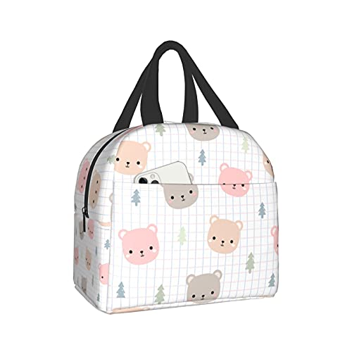 Teddy Bear Kawaii Lunch Box Reusable Insulated Lunch Bag Cooler Tote Travel Picnic Durable Shopping Back To School Reusable Waterproof Bags For Man Woman Girls Boys