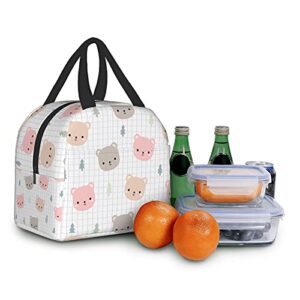 Teddy Bear Kawaii Lunch Box Reusable Insulated Lunch Bag Cooler Tote Travel Picnic Durable Shopping Back To School Reusable Waterproof Bags For Man Woman Girls Boys