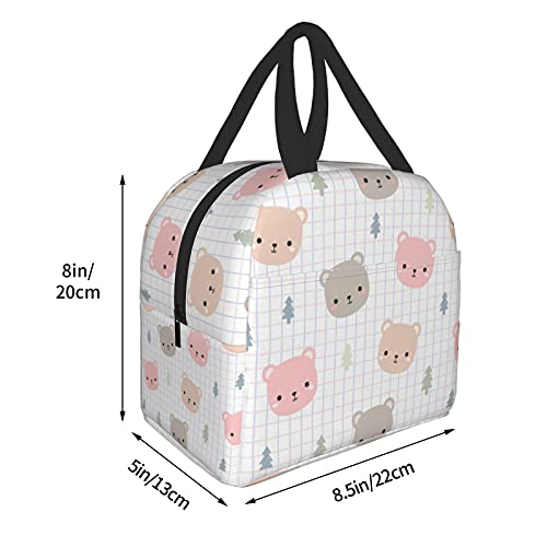 Teddy Bear Kawaii Lunch Box Reusable Insulated Lunch Bag Cooler Tote Travel Picnic Durable Shopping Back To School Reusable Waterproof Bags For Man Woman Girls Boys