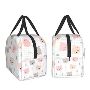 Teddy Bear Kawaii Lunch Box Reusable Insulated Lunch Bag Cooler Tote Travel Picnic Durable Shopping Back To School Reusable Waterproof Bags For Man Woman Girls Boys