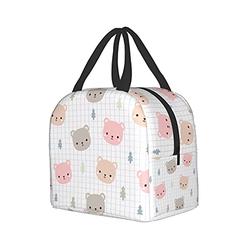 Teddy Bear Kawaii Lunch Box Reusable Insulated Lunch Bag Cooler Tote Travel Picnic Durable Shopping Back To School Reusable Waterproof Bags For Man Woman Girls Boys