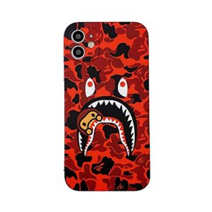 hoolcase iphone 11 soft case for shark face/shark teeth fans girls kids boys, cartoon cute fun funny shockproof tpu protective non-slip 6.1 inch case for iphone 11 (h-yu)
