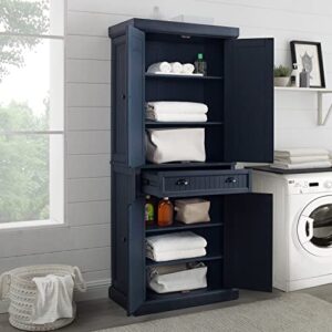 Crosley Furniture Seaside Kitchen Pantry Cabinet, Distressed Navy