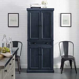 Crosley Furniture Seaside Kitchen Pantry Cabinet, Distressed Navy