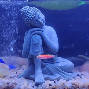mozhixue fish tank buddha statue decorations aquarium decor betta fish tank accessories ornament small meditating sandstone buda statues for underwater landscaping home zen decor