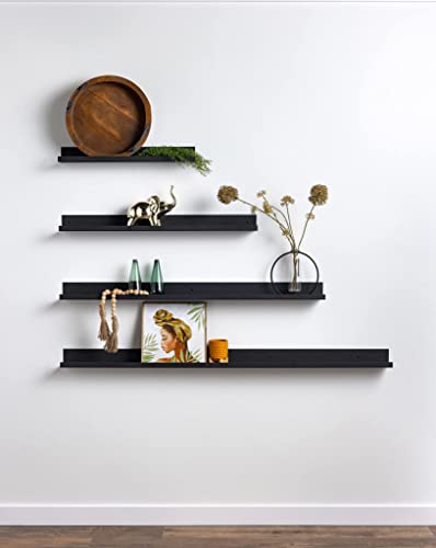 Infinite Design Floating Metal Wall Shelf – Minimalist Premium Floating Shelves MADE IN USA | Easily Mounted, Perfect Floating Shelf for your Living Room, Kitchen, Bathroom or Bedroom | Black, 48 Inch