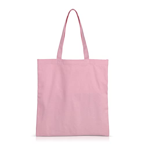 OMH Organize My Home Cotton Canvas Tote Bags; Reusable Grocery Bags; Shopping Bags; Gift Bags; Canvas Bags; DIY Tote Bags (Pink)