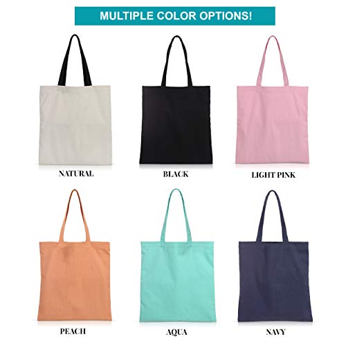 OMH Organize My Home Cotton Canvas Tote Bags; Reusable Grocery Bags; Shopping Bags; Gift Bags; Canvas Bags; DIY Tote Bags (Pink)