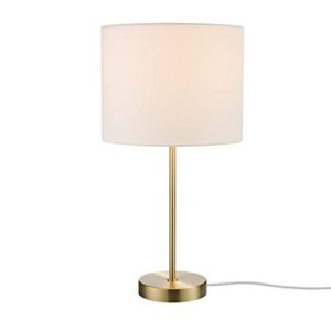 globe electric 67539 versa 19" table lamp, matte gold, white linen shade, on off switch on socket