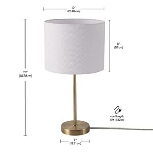 Globe Electric 67539 Versa 19" Table Lamp, Matte Gold, White Linen Shade, On Off Switch on Socket