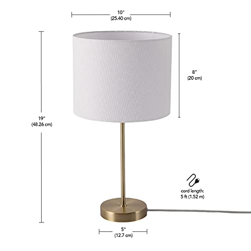 Globe Electric 67539 Versa 19" Table Lamp, Matte Gold, White Linen Shade, On Off Switch on Socket