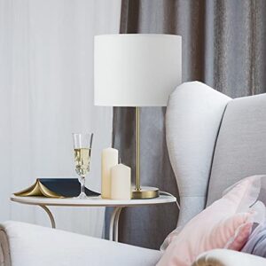 Globe Electric 67539 Versa 19" Table Lamp, Matte Gold, White Linen Shade, On Off Switch on Socket