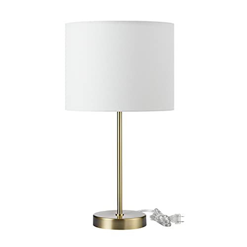 Globe Electric 67539 Versa 19" Table Lamp, Matte Gold, White Linen Shade, On Off Switch on Socket