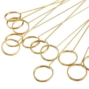 metal wire floral place card holder,timenu round photo memo holder pick gold floral card holder clip for wedding party birthday office cake topper shower party flower favor ( 30 pcs )