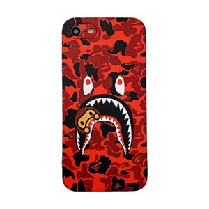 hoolcase iphone 7/iphone 8/iphone se soft case for shark face/shark teeth fans girls kids boys, cartoon cute fun funny shockproof tpu protective non-slip 4.7 inch case for iphone 7/8/se 2020 (h-yu)