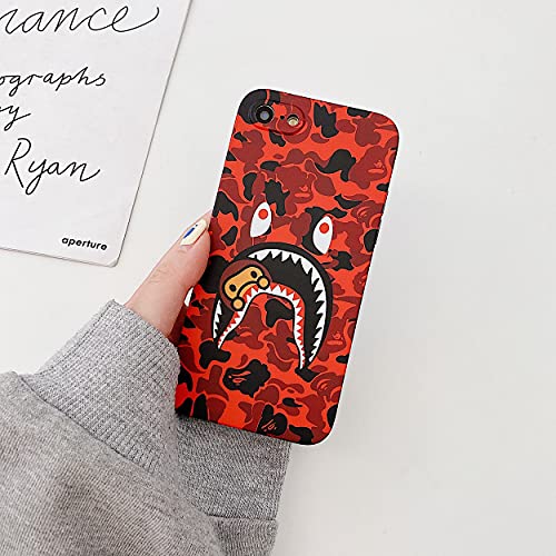 Hoolcase iPhone 7/iPhone 8/iPhone SE Soft Case for Shark Face/Shark Teeth Fans Girls Kids Boys, Cartoon Cute Fun Funny Shockproof TPU Protective Non-Slip 4.7 Inch Case for iPhone 7/8/SE 2020 (H-YU)