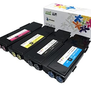 EF Products Replacement for Dell C3760 C3765 C3760dn C3760n C3765dnf Toner Cartridge (Black 331-8429, Yellow 331-8430, Magenta 331-8431, Cyan 331-8432, 4-Pack)