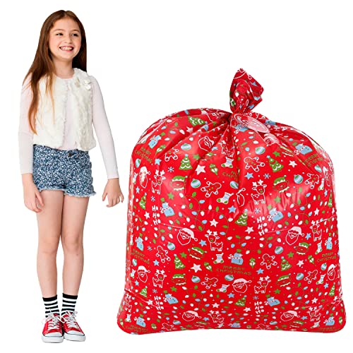 JOYIN 6 Large Christmas Gift Bag Santa Claus Christmas Sacks, Xmas Jumbo Presents Bags for Kids Gift Wrapping Bags (36"x44" inch) with Rope Gift Tag Cards, Christmas Huge Gifts Decorations