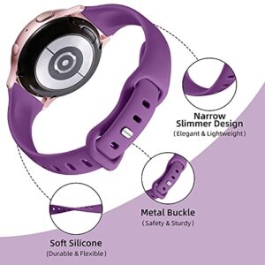 GEAK Compatible with Samsung Galaxy Watch 4 Band 40mm 44mm/Classic 42mm 46mm,Samsung Watch 5 Band,20mm Soft Slim Silicone Band for Samsung Active 2 Watch Band Women Small Black/Sand Pink/Plum/Wine Red