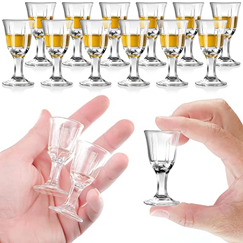 CHENGU 12 Pieces Mini Size 0.4 oz Shot Glasses Cordial Shot Glasses Clear Cordial Glasses Mini Wine Glasses Tequila Shot Glasses with Base Whiskey Shot Glass Set Spirit Glasses Cute Shot Glasses