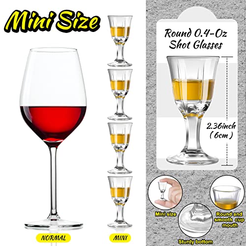 CHENGU 12 Pieces Mini Size 0.4 oz Shot Glasses Cordial Shot Glasses Clear Cordial Glasses Mini Wine Glasses Tequila Shot Glasses with Base Whiskey Shot Glass Set Spirit Glasses Cute Shot Glasses