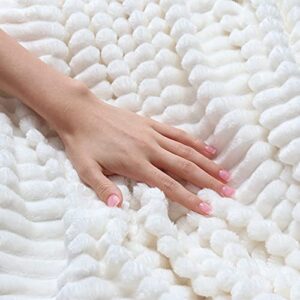 Clara Clark Cut Plush Fleece Throw Blanket - Throw Size - Lightweight Super Soft Fuzzy Luxury Bed Blanket for Bed - Machine Washable - (50x60) (White)