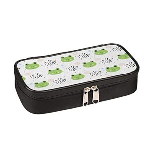 Frog Large Pencil Case Cute Frog Pen Box with Zipper Green for Kids Girls Boys Adults School Office College Makeup Cosmetic Bag Portable Storage Organizer